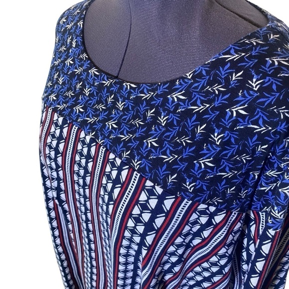 ULLA POPKEN Women's plus size 32/34 red blue white cotton tunic top pull over - Picture 4 of 8
